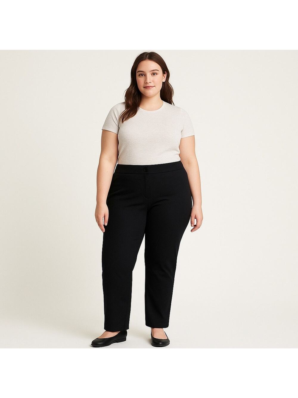 Chicos Fabulously Slimming Black Pants Size 2.5 XL Short‎ Straight Leg Ankle